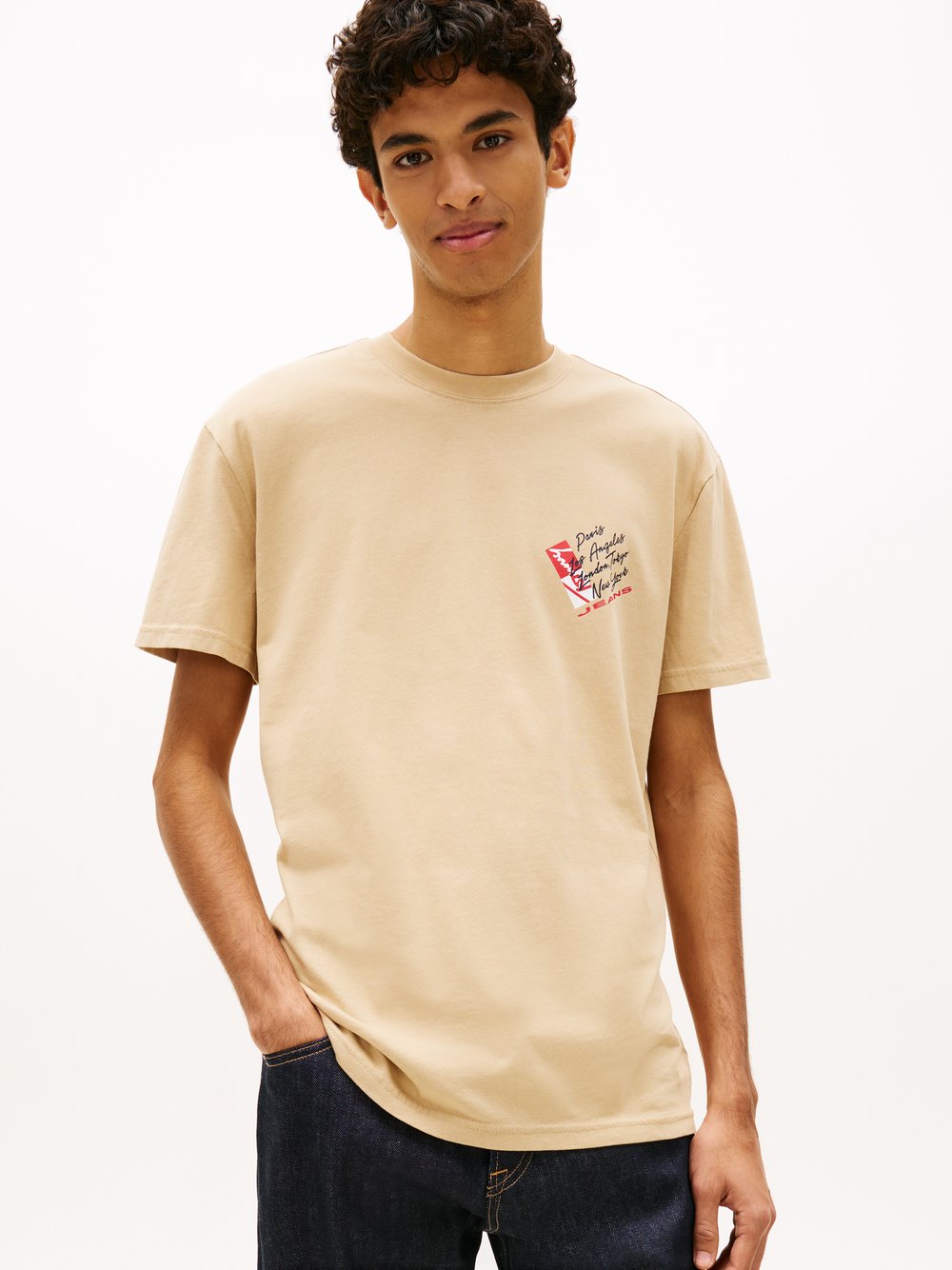 Tommy Jeans Herren Tommy Hilfiger T-Shirts Beige Gr. Klein - Bild 4