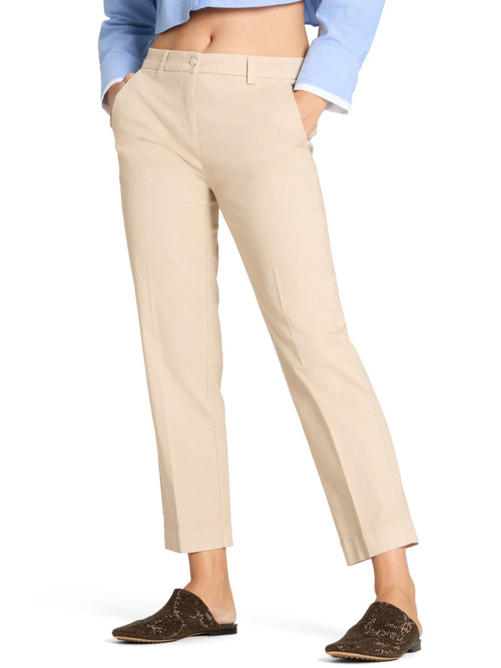 Cambio Stoffhose Damen Baumwolle beige, 36