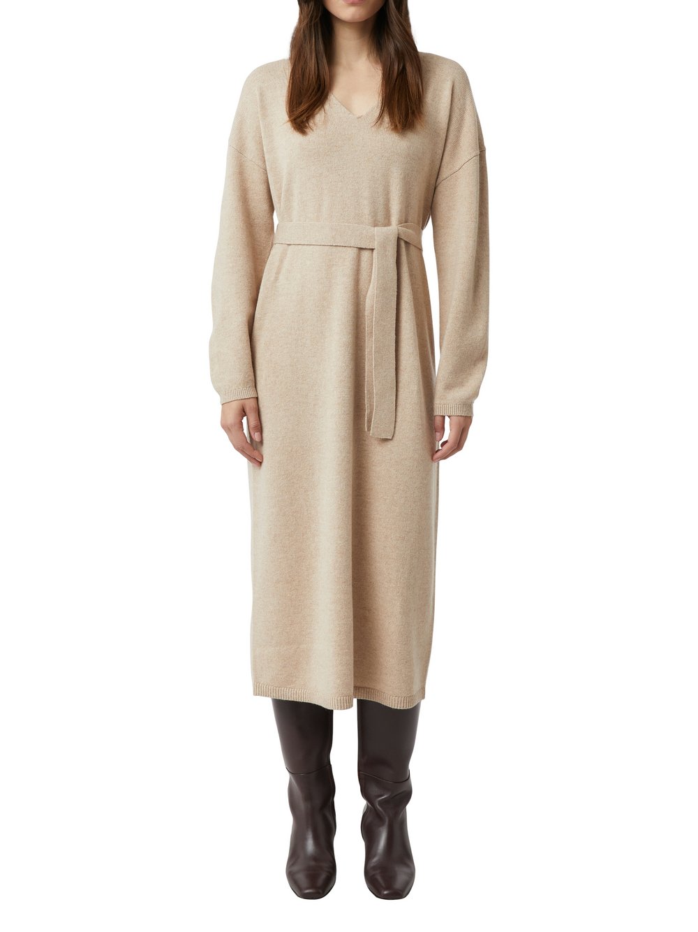 Thumbnail - comma Woll-Strickkleid Damen Wolle beige, 42