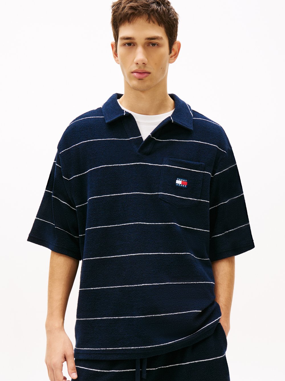 VAN GRAAF Tommy Jeans Herren Marine Poloshirt Baumwolle Blau, Groß
