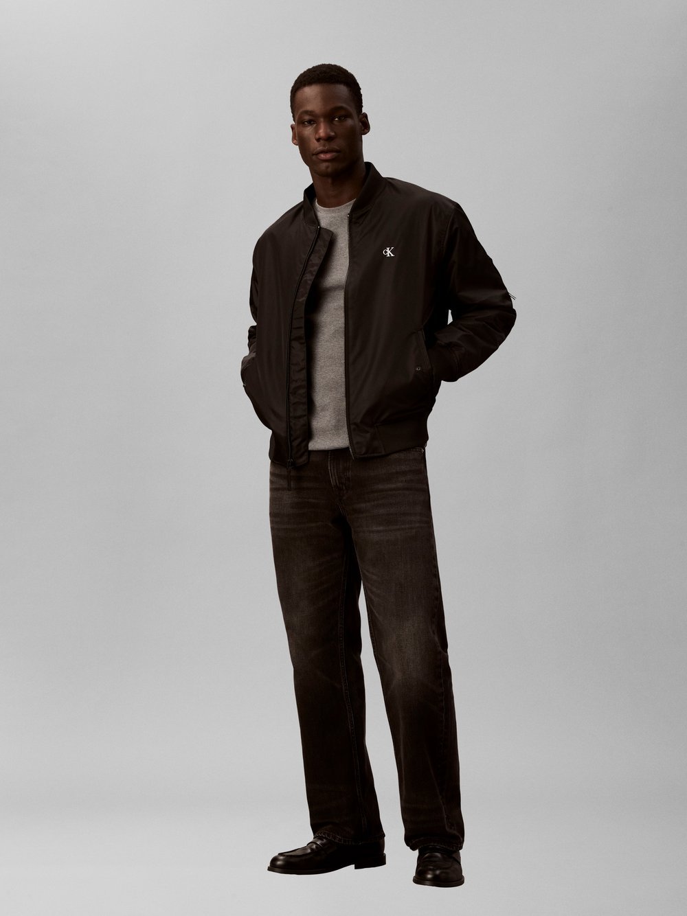 Calvin Klein Jeans Langarmshirt Herren Baumwolle grau meliert, M