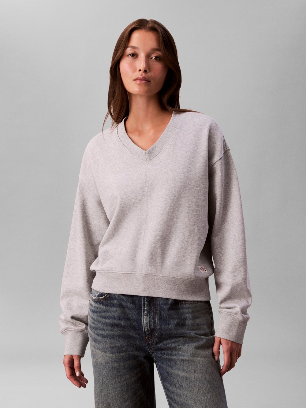 Calvin Klein Jeans Sweatshirt Damen Baumwolle grau meliert, M