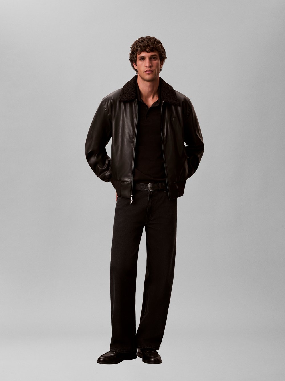 Calvin Klein Jeans Fliegerjacke Herren Kunstleder schwarz, S