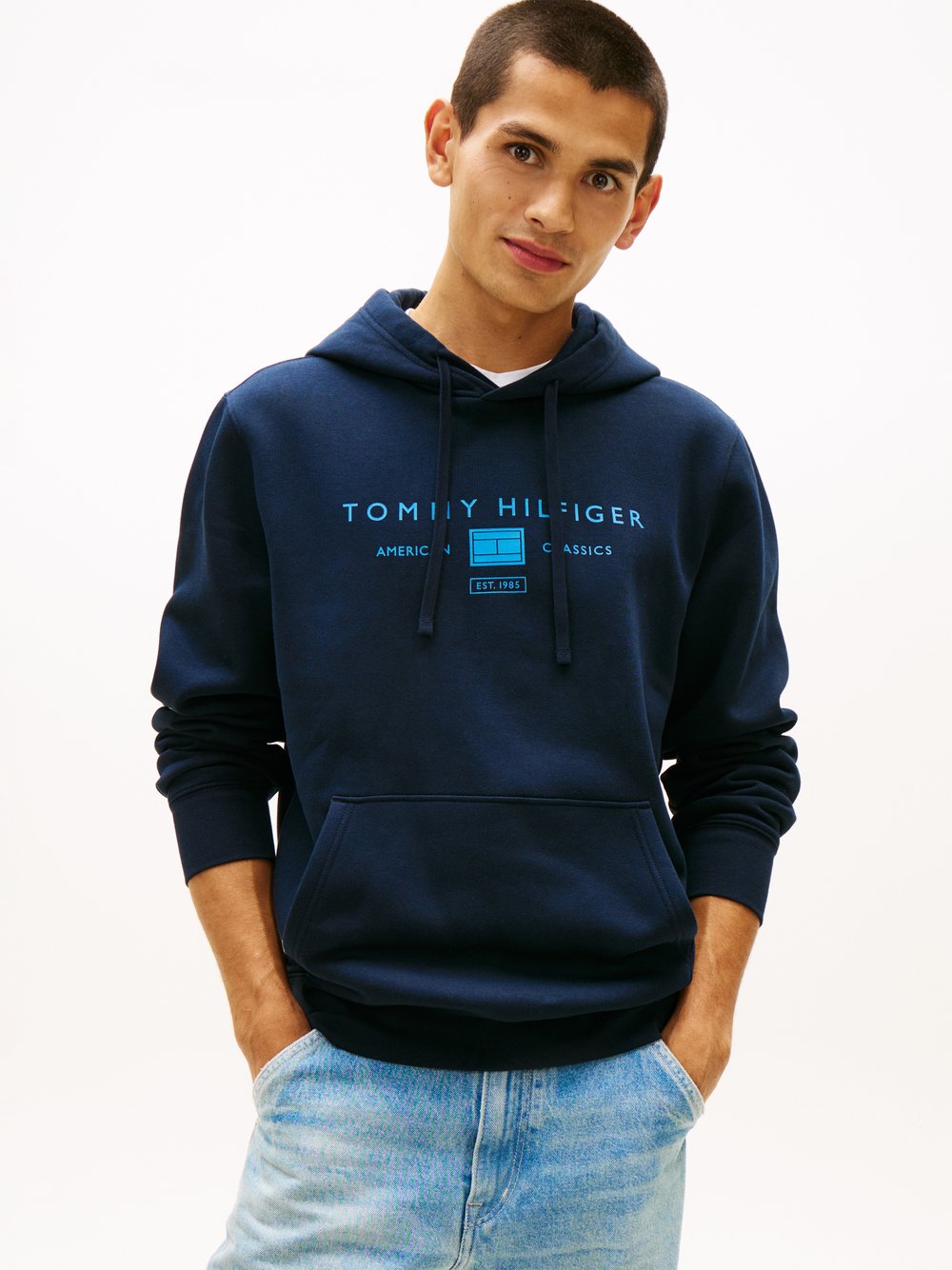 Tommy Hilfiger Bluza z kapturem Harren Mężczyźni Bawełna (100%) niebieski