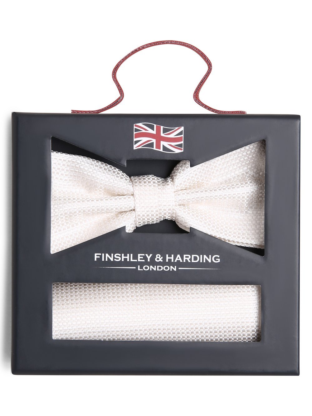 Finshley & Harding London Fliege und Einstecktuch aus Seide Herren weiß strukturiert, ONE SIZE