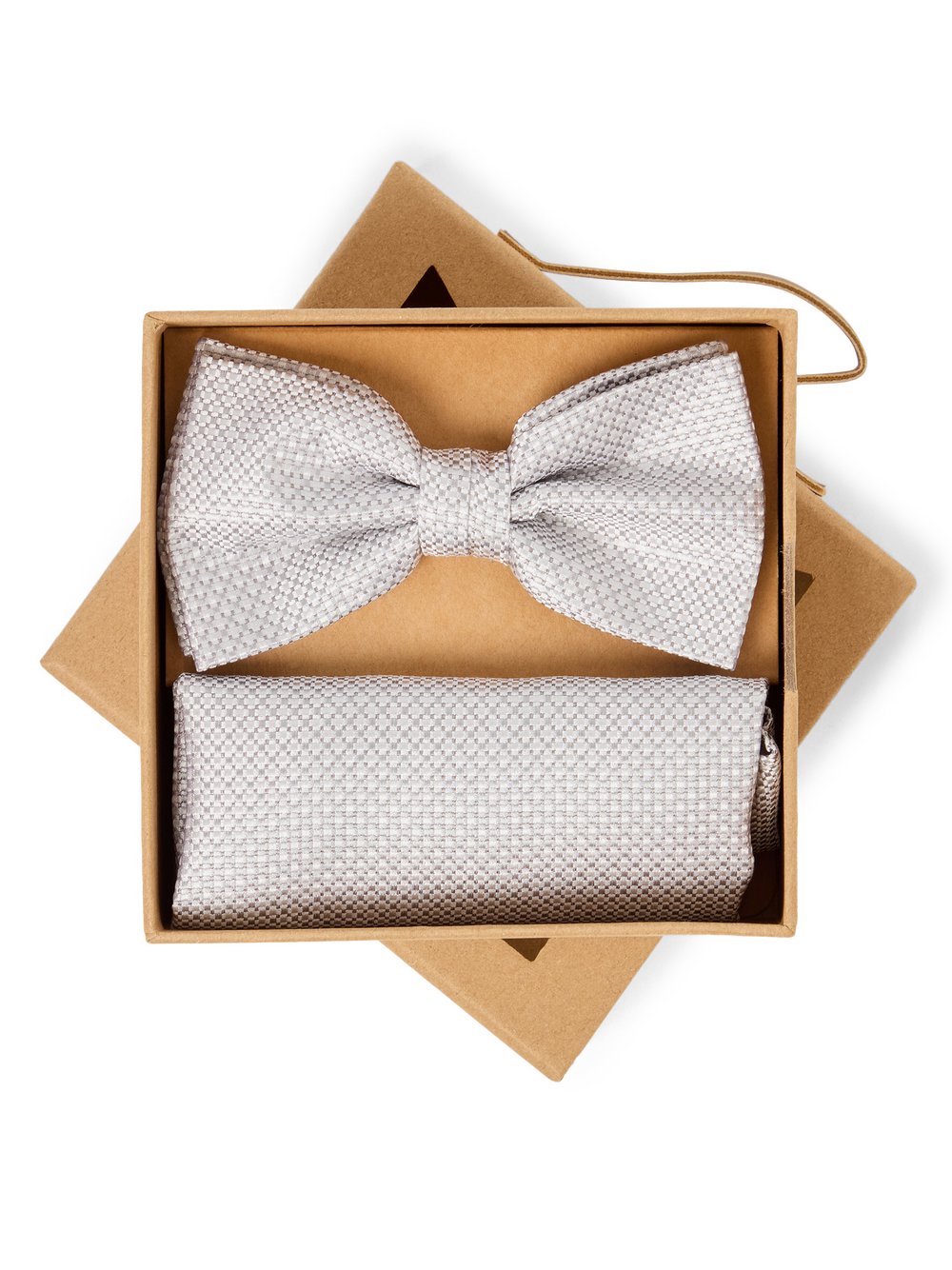 Finshley & Harding London Fliege und Einstecktuch aus Seide Herren grau gemustert, ONE SIZE