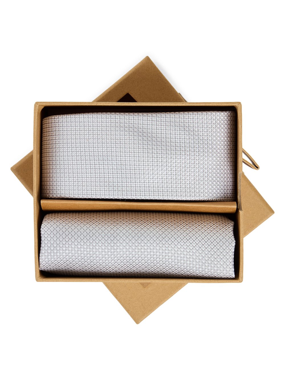 Finshley & Harding London Krawatte und Einstecktuch aus Seide Herren silber strukturiert, ONE SIZE