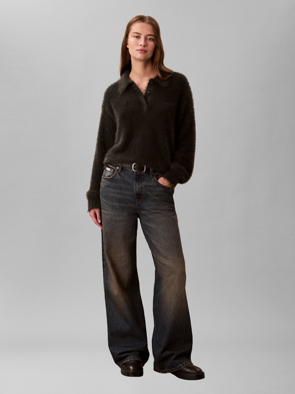 Calvin Klein Jeans Strickpullover Damen Polyamid grau, XL