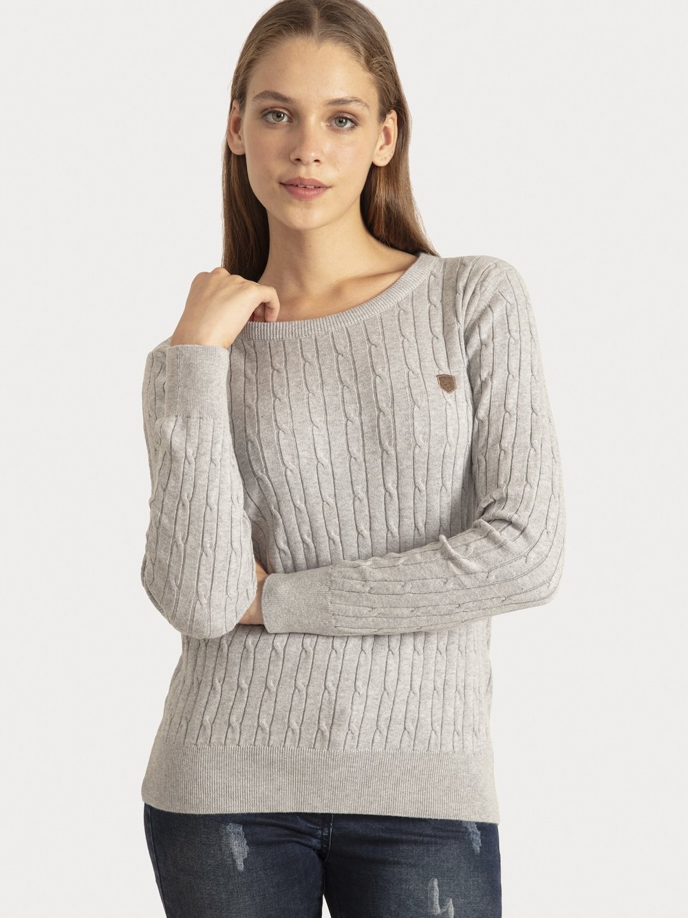 Sir Raymond Tailor Strickpullover Damen Baumwolle grau, L