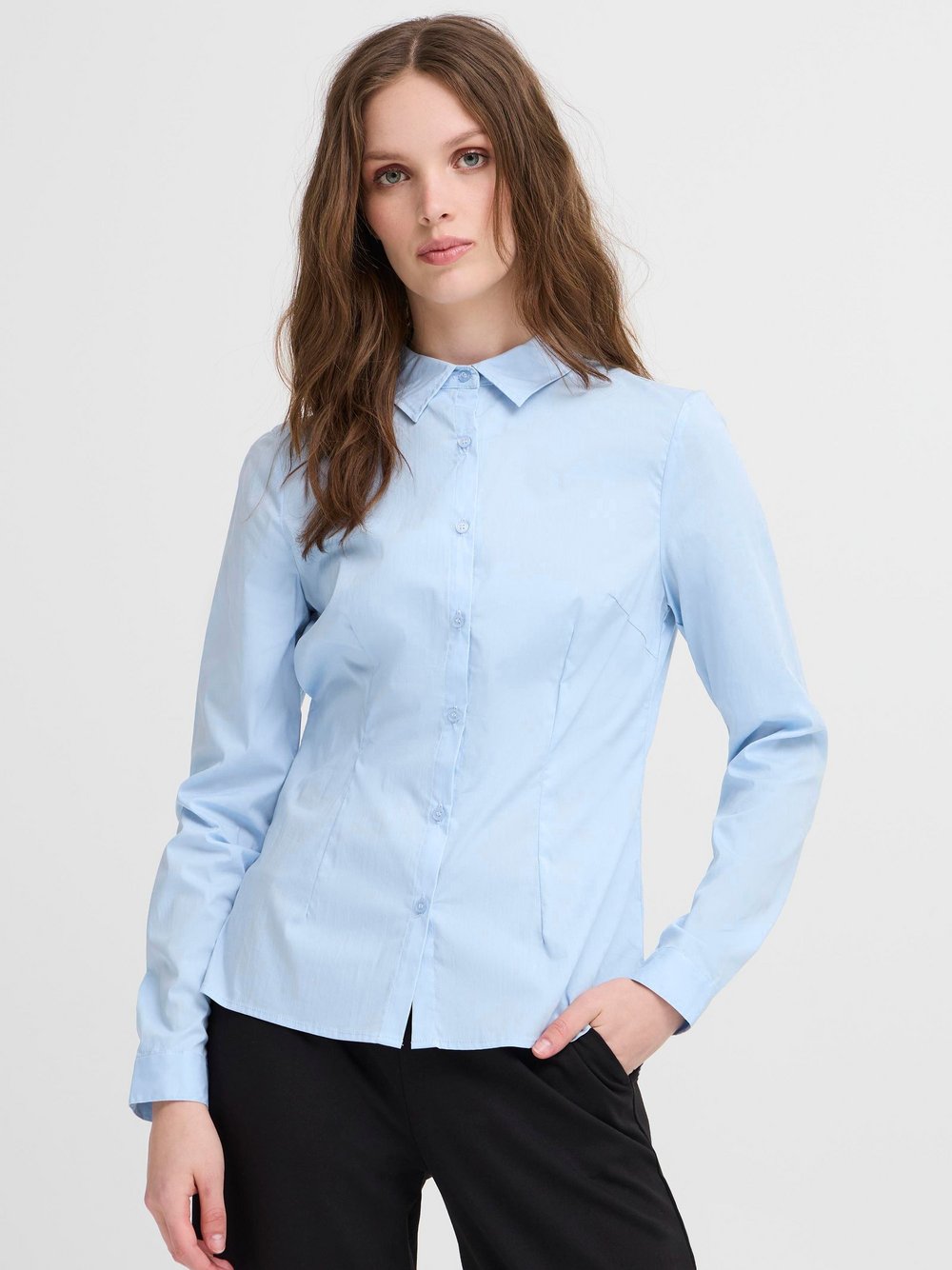 Thumbnail - Ichi Langarmbluse Damen Baumwolle blau, 38