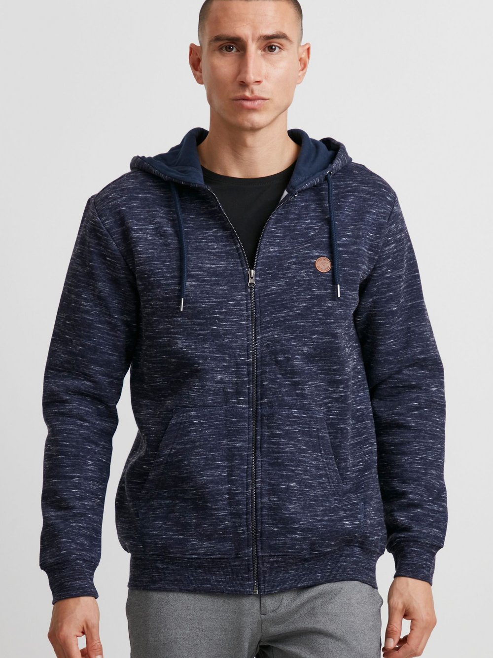 Indicode Kapuzensweatjacke Herren blau meliert, M