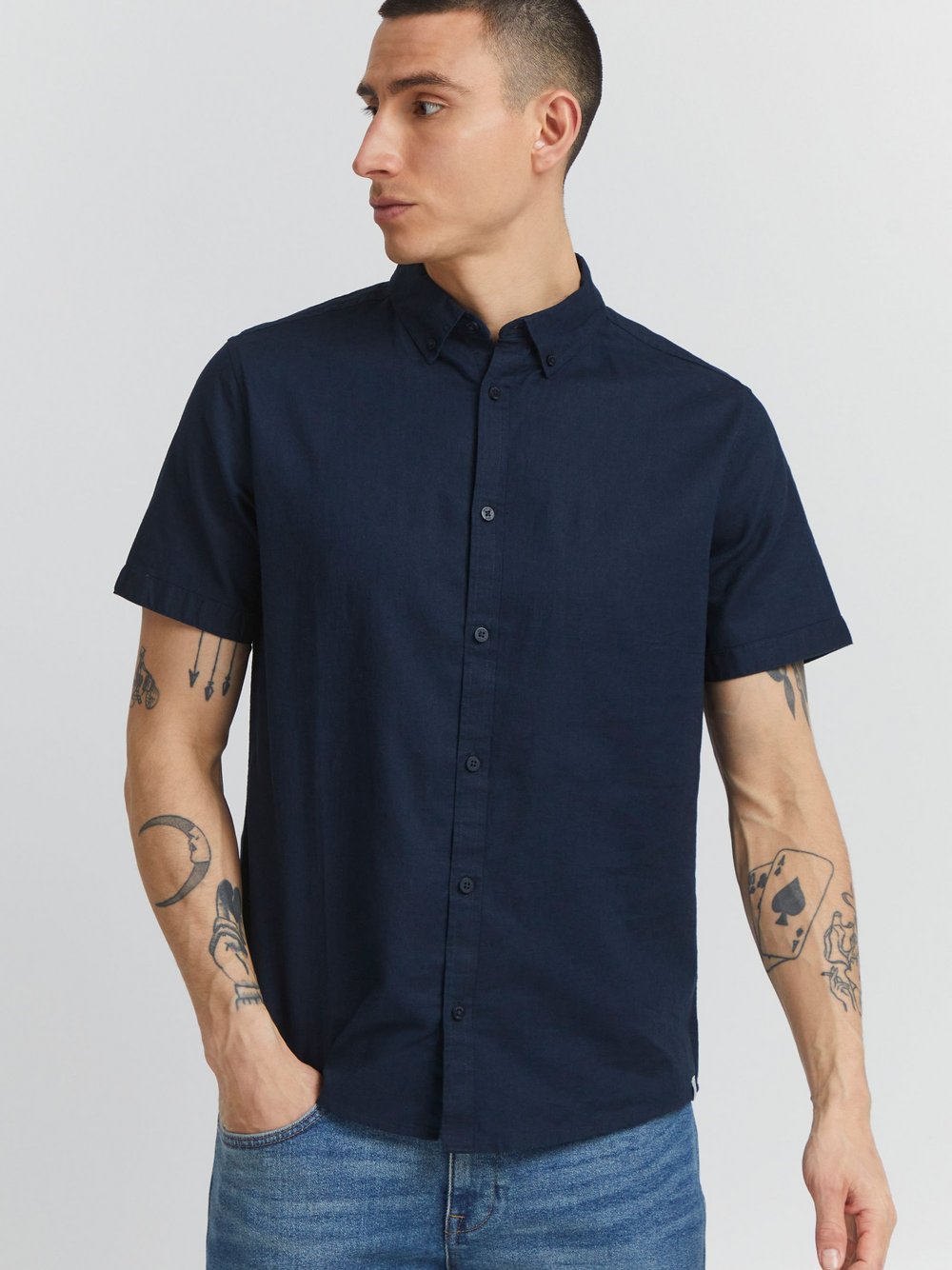 Indicode Kurzarmhemd Herren Regular Fit blau, XXL