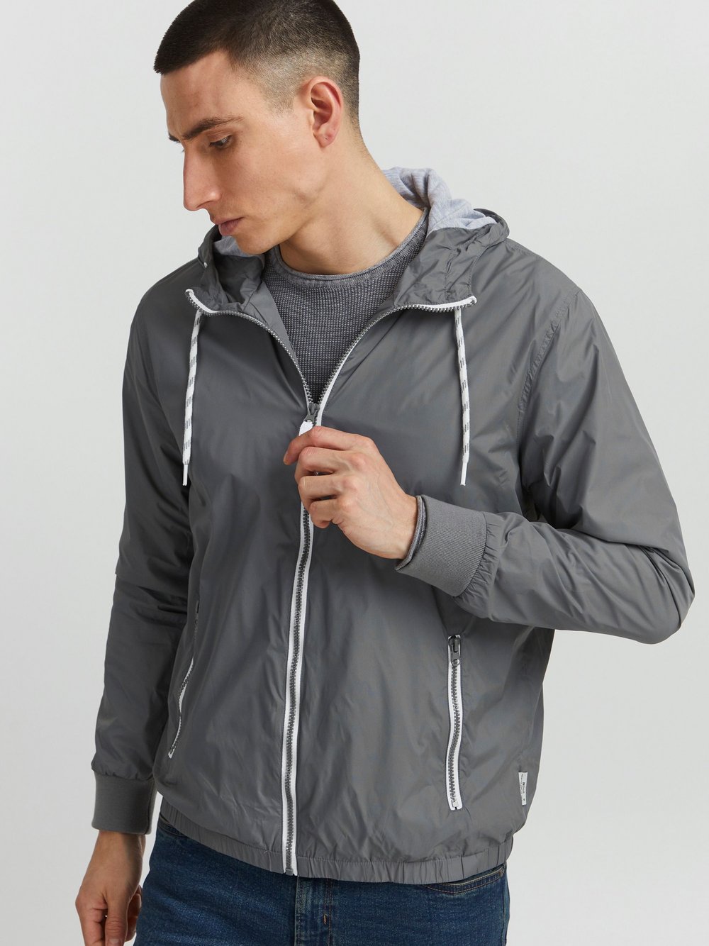 Indicode Kurzjacke Herren Polyamid grau, L