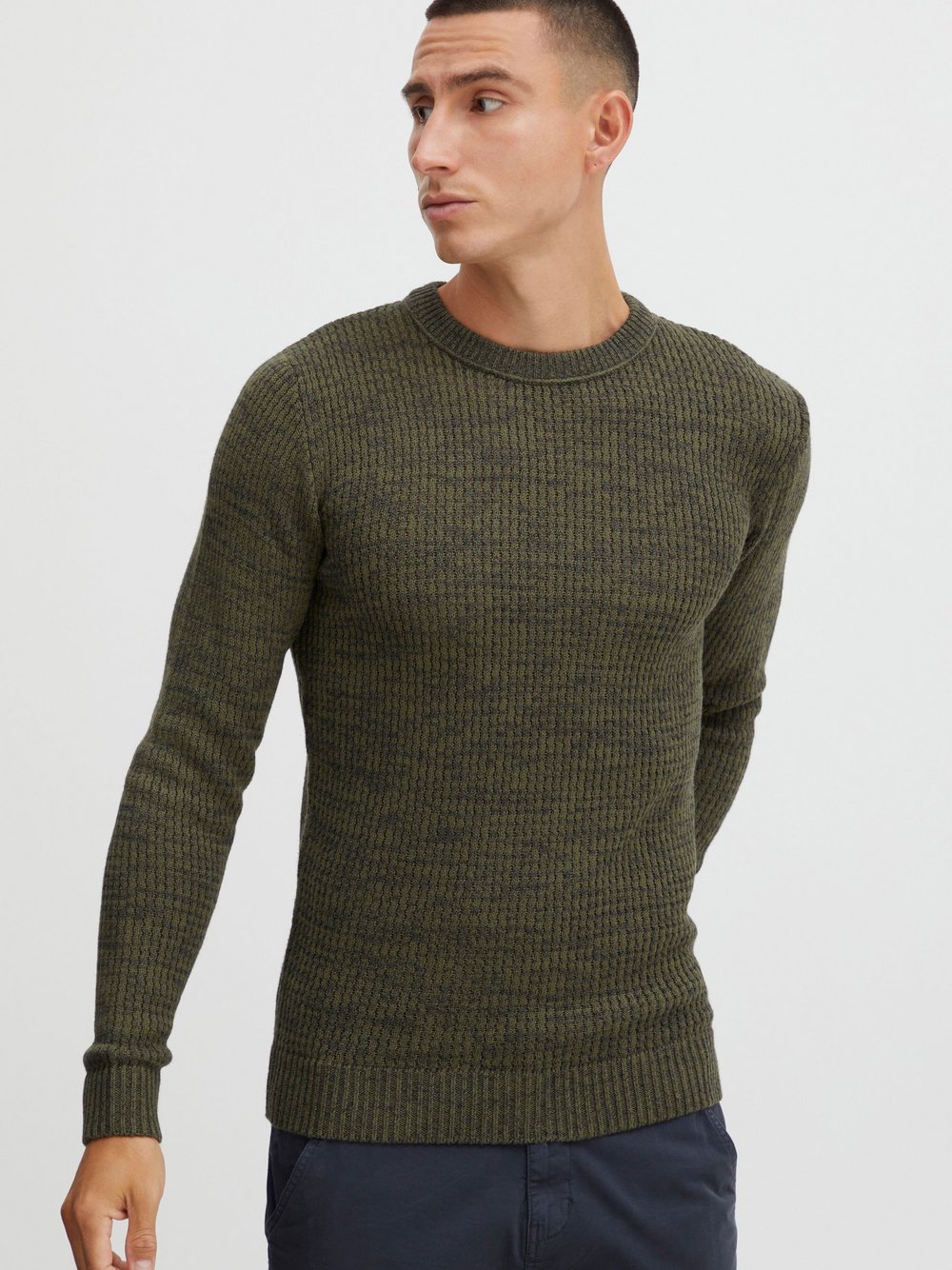 Indicode Strickpullover Herren Baumwolle grün meliert, XXL