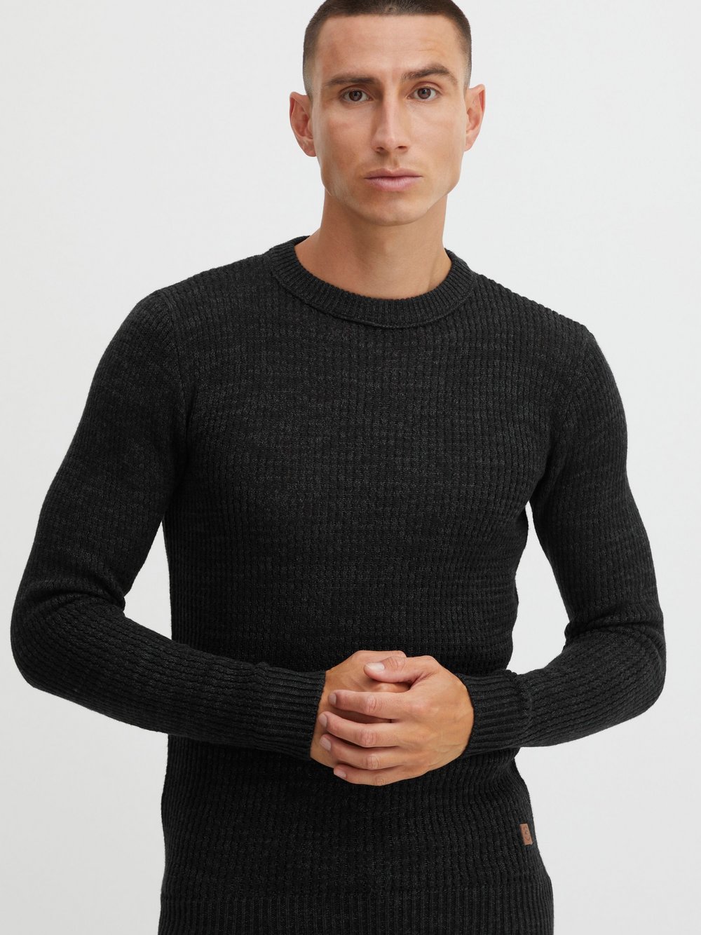 Indicode Strickpullover Herren Baumwolle schwarz meliert, XXXL