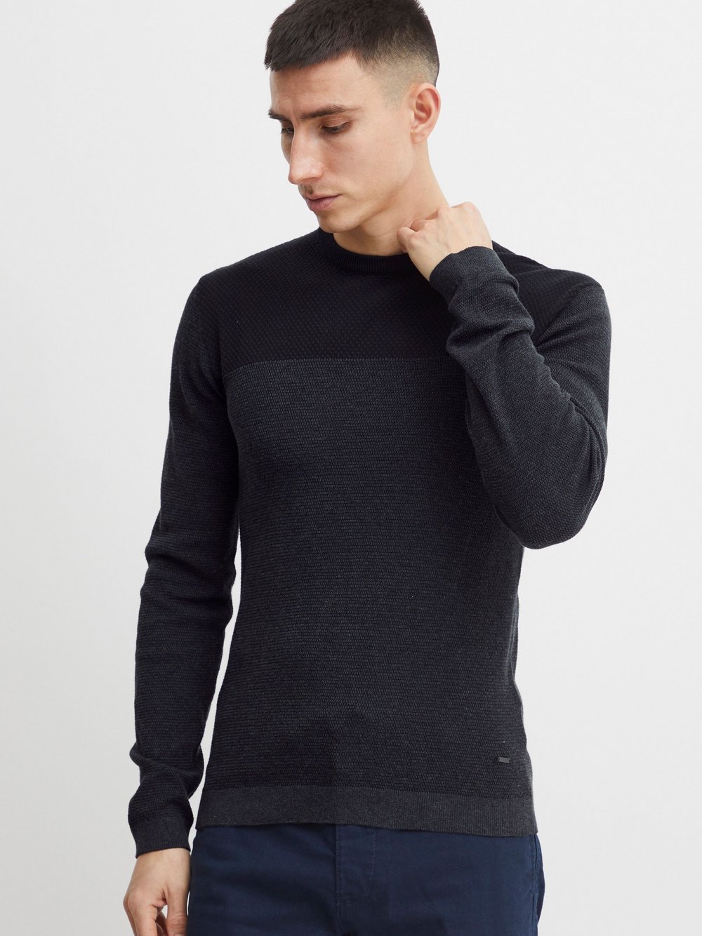 Indicode Strickpullover Herren schwarz gemustert, S