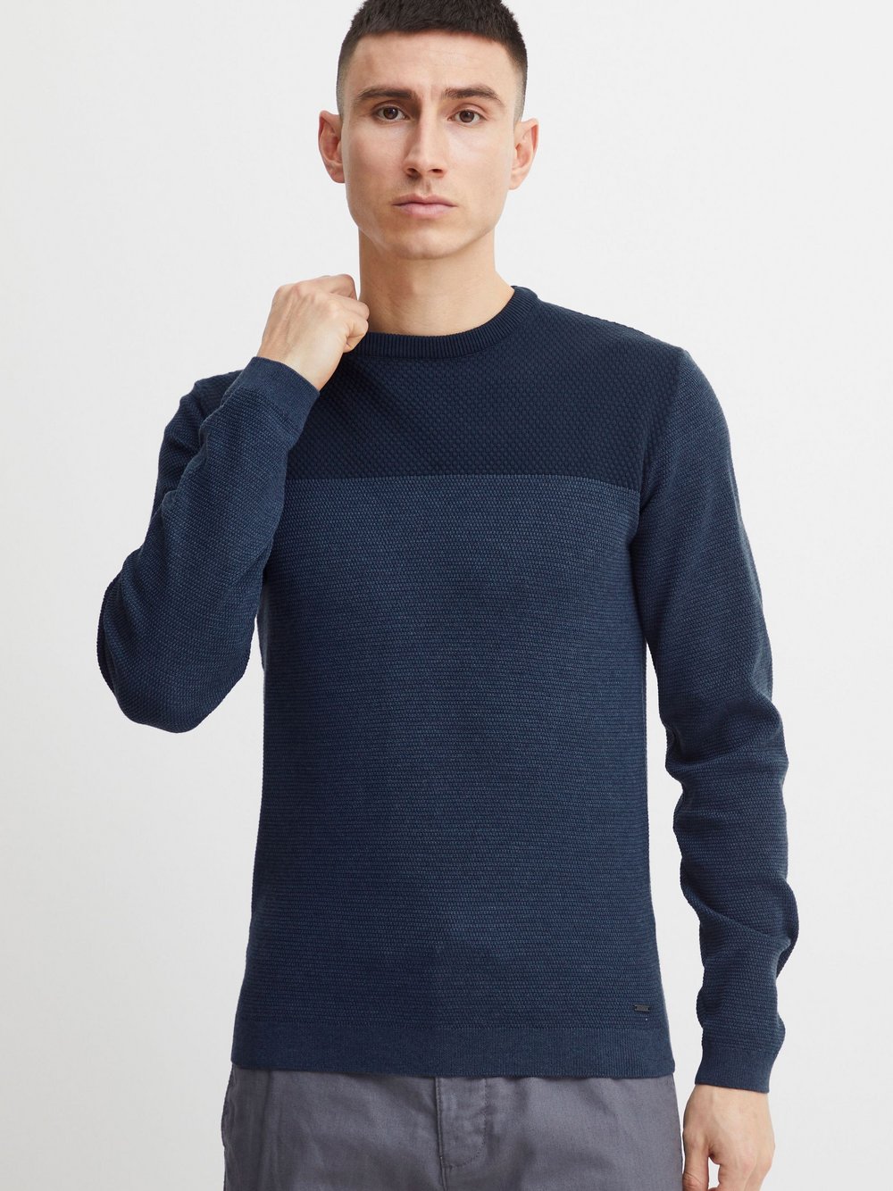 Indicode Strickpullover Herren blau gemustert, XL