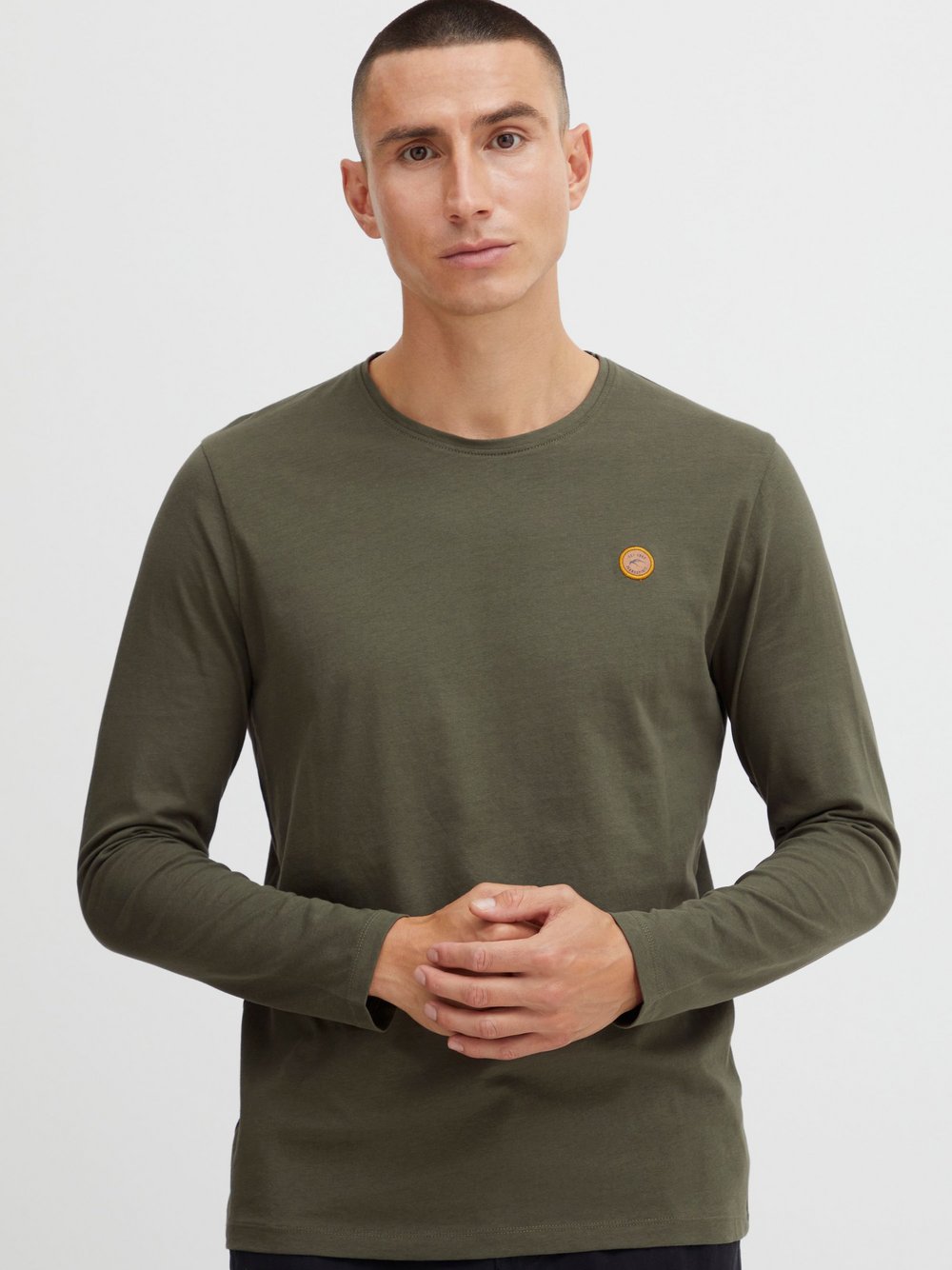 Indicode Langarmshirt Herren Baumwolle grün gemustert, L