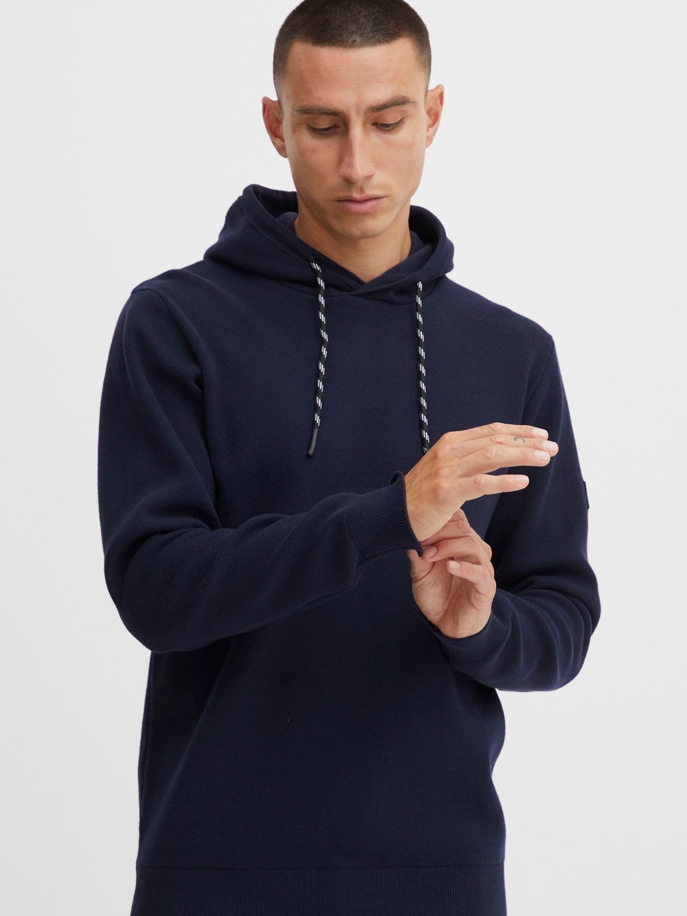 Indicode Kapuzenpullover Herren Baumwolle blau gemustert, S