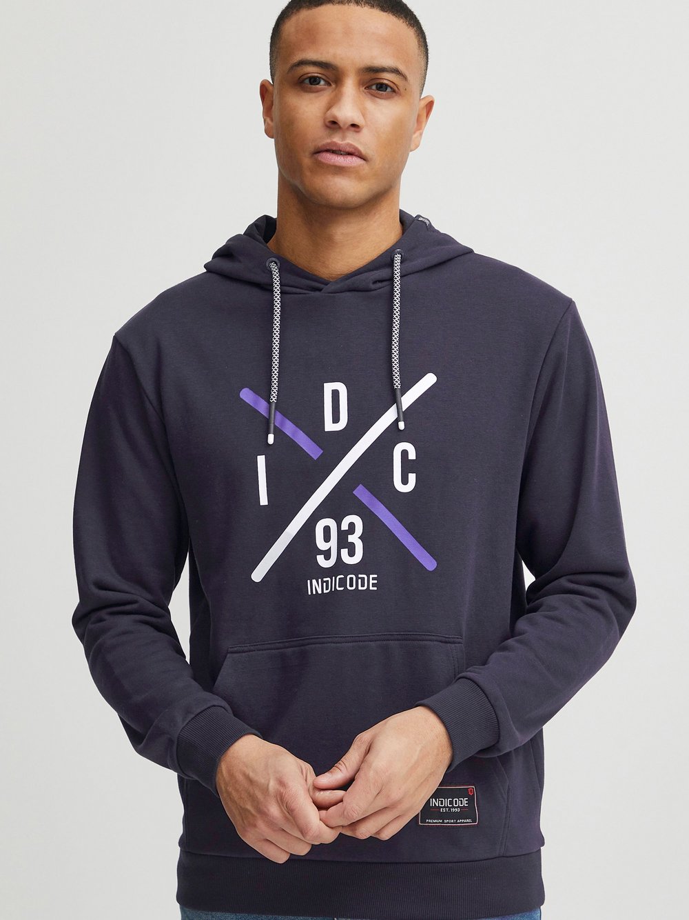 Indicode Hoodie Herren Baumwolle blau bedruckt, XXL