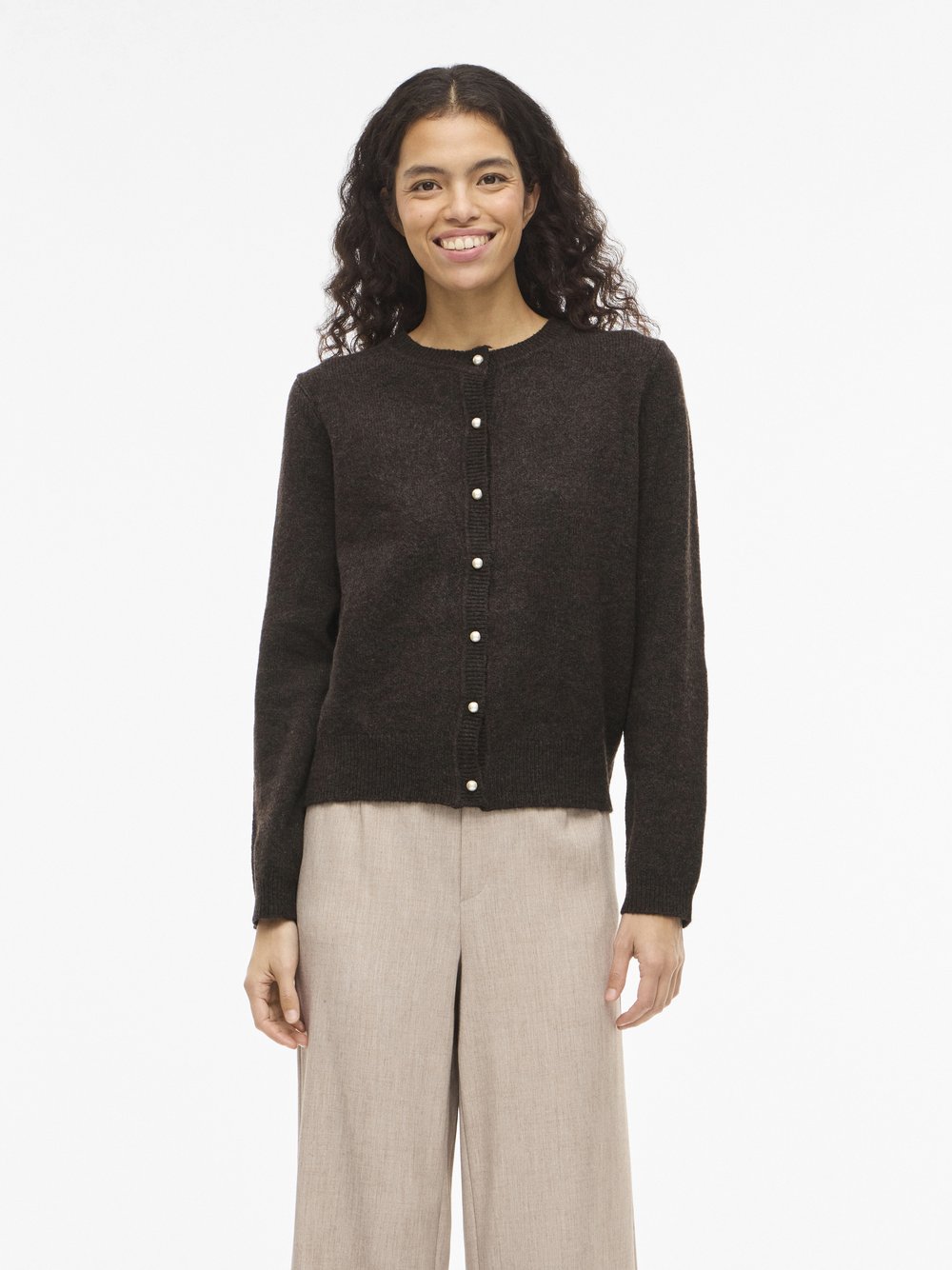 Vila Strickjacke Damen braun meliert, L