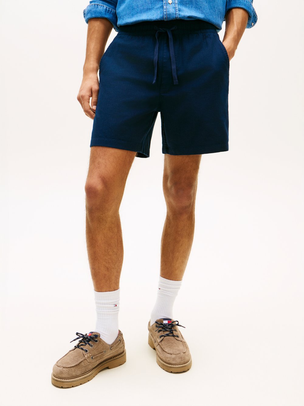 Tommy Jeans szorty z zawartością lnu Mężczyźni Bawełna niebieski, XXL