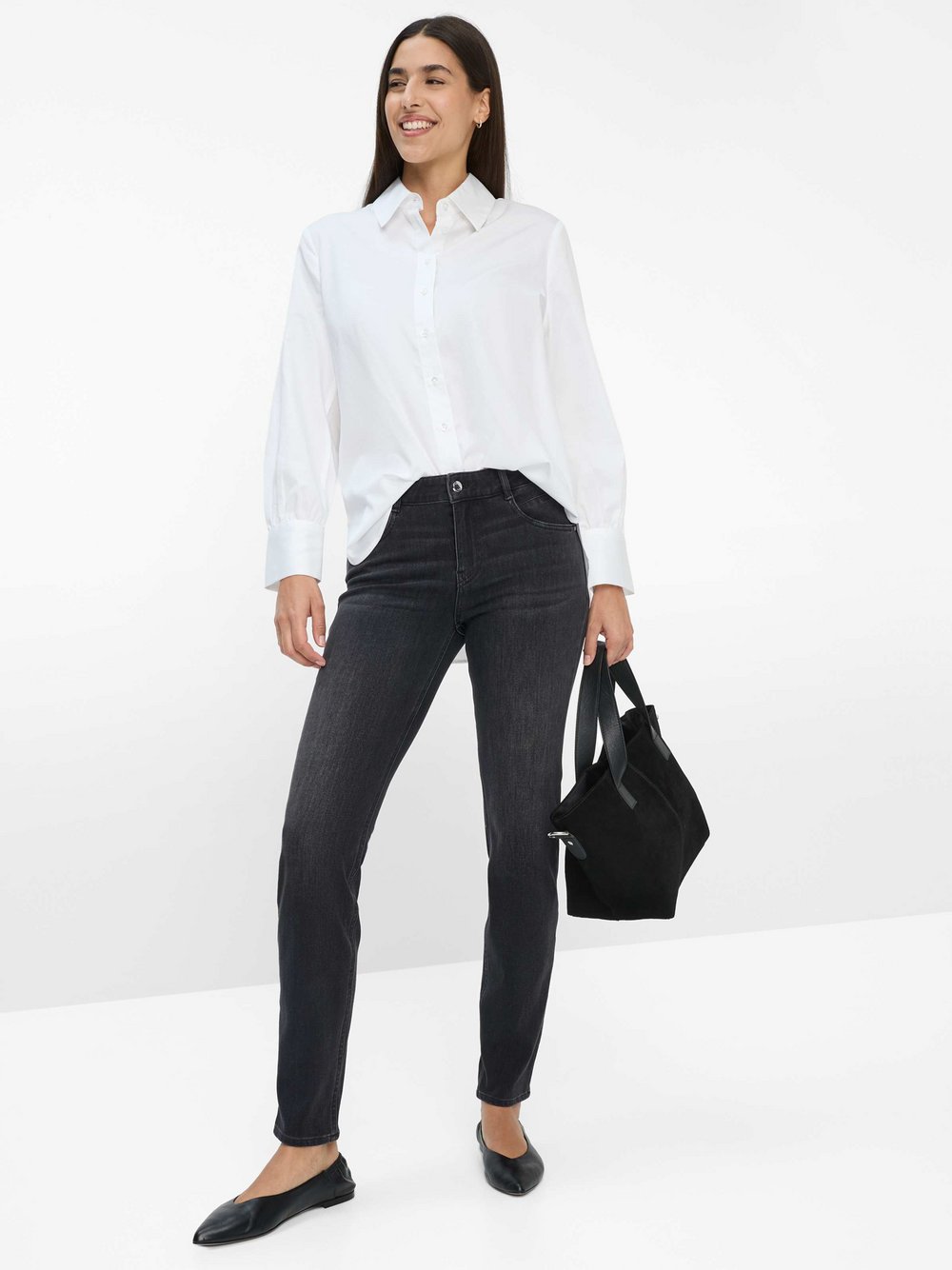 BRAX Jeans Damen Baumwolle schwarz, 18