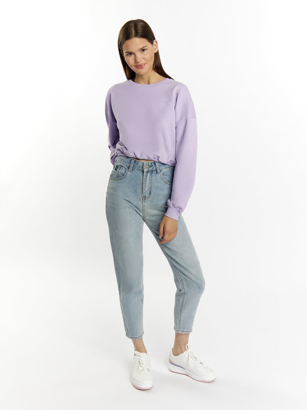 MyMo Sweatshirt cropped Damen Baumwolle lila, L