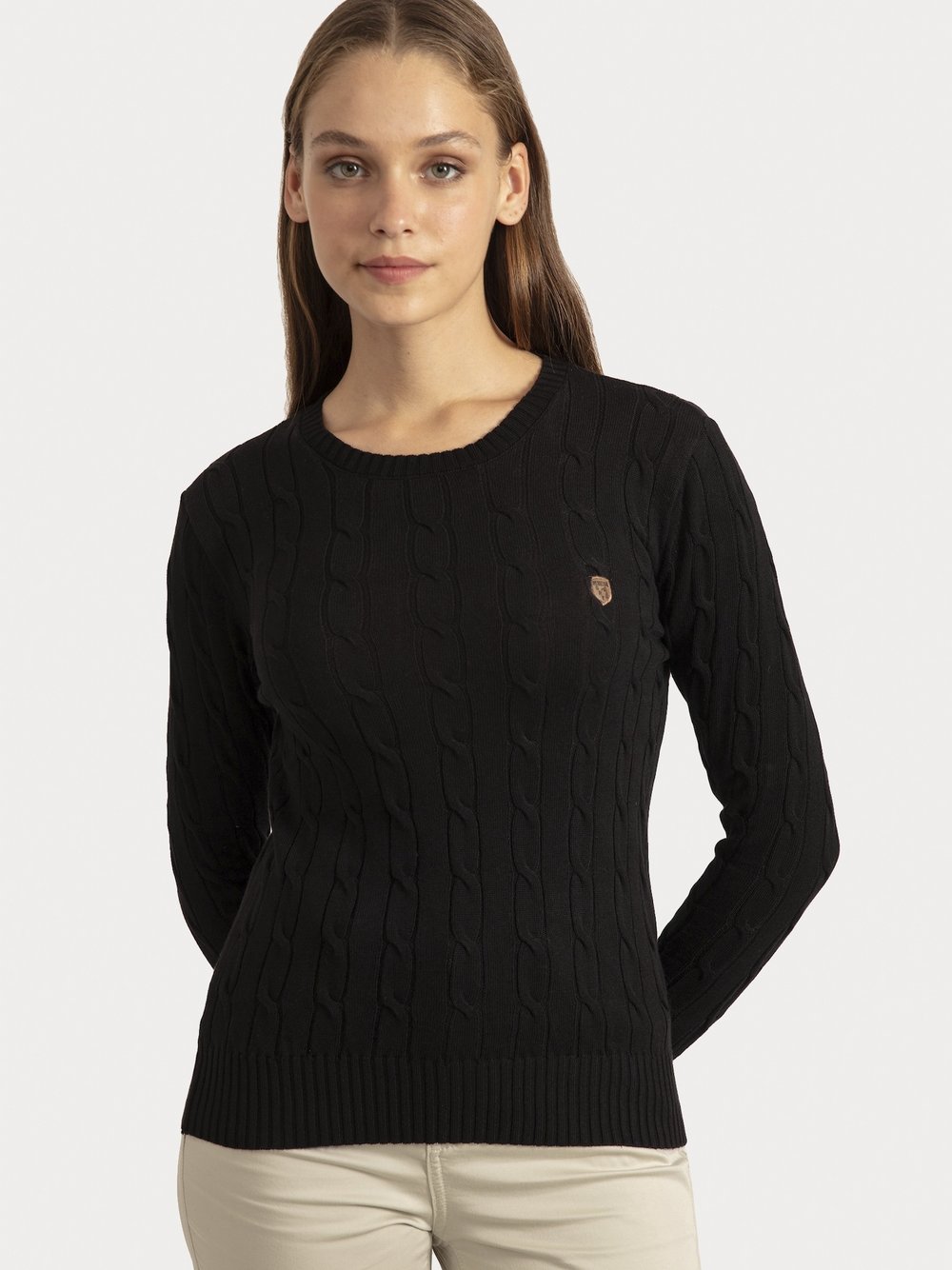 Sir Raymond Tailor Strickpullover Damen Baumwolle schwarz, L