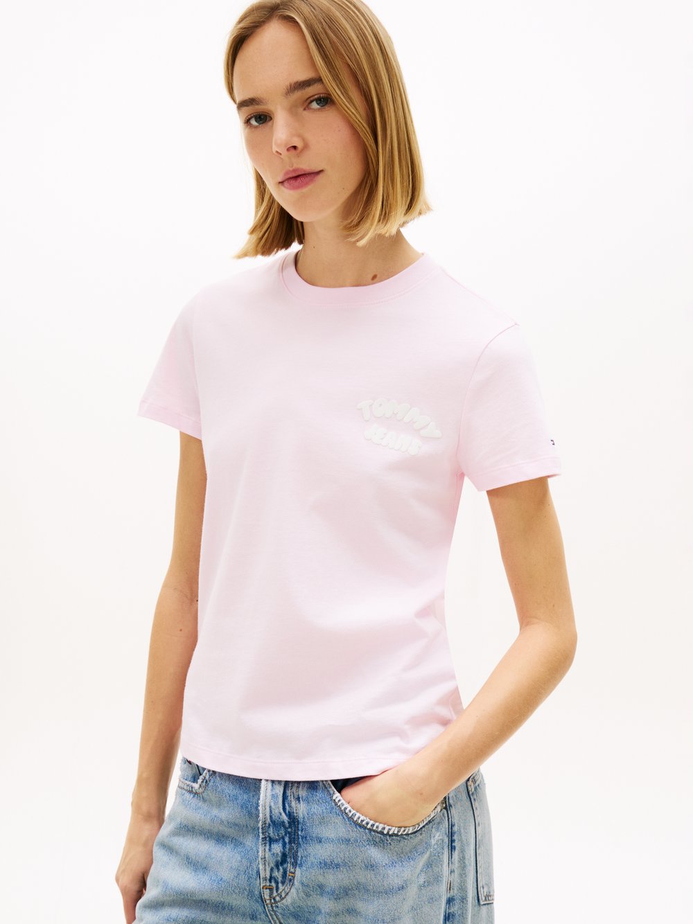 Tommy Jeans T-Shirt Damen Baumwolle rosa, L