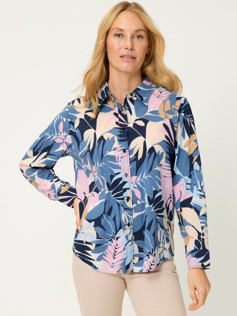 Olsen Hemdbluse Damen Baumwolle mehrfarbig gemustert, 46