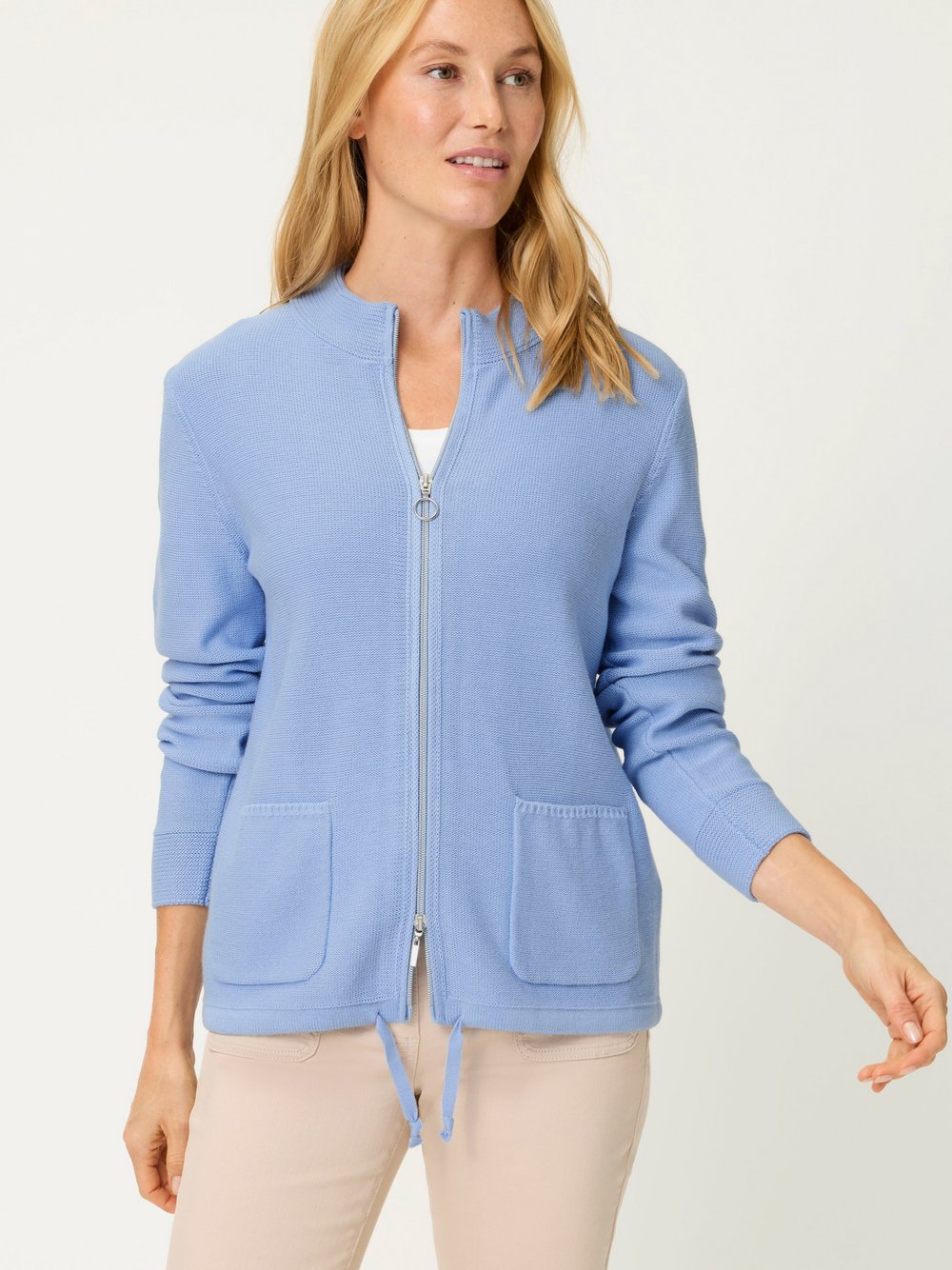 Thumbnail - Olsen Strickjacke Damen Baumwolle blau, 38