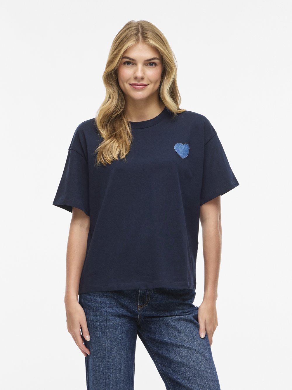 Vila T-Shirt Damen Baumwolle blau, M