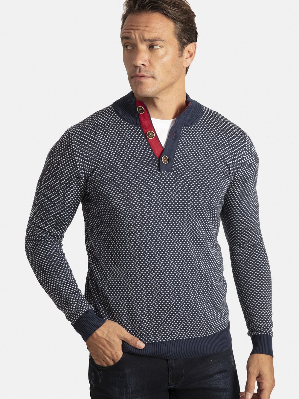 Sir Raymond Tailor Strickpullover Herren Baumwolle blau gestreift, XXXL