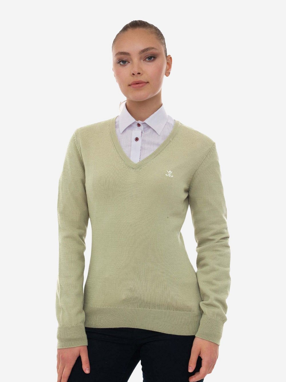 Sir Raymond Tailor V-Pullover Damen grün, L