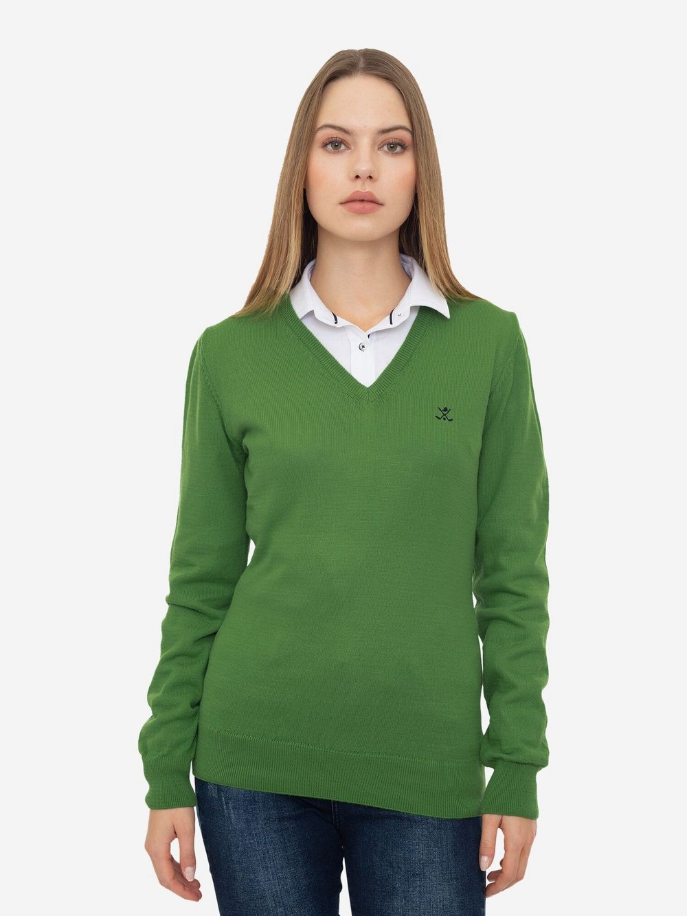 Sir Raymond Tailor V-Pullover Damen grün, S