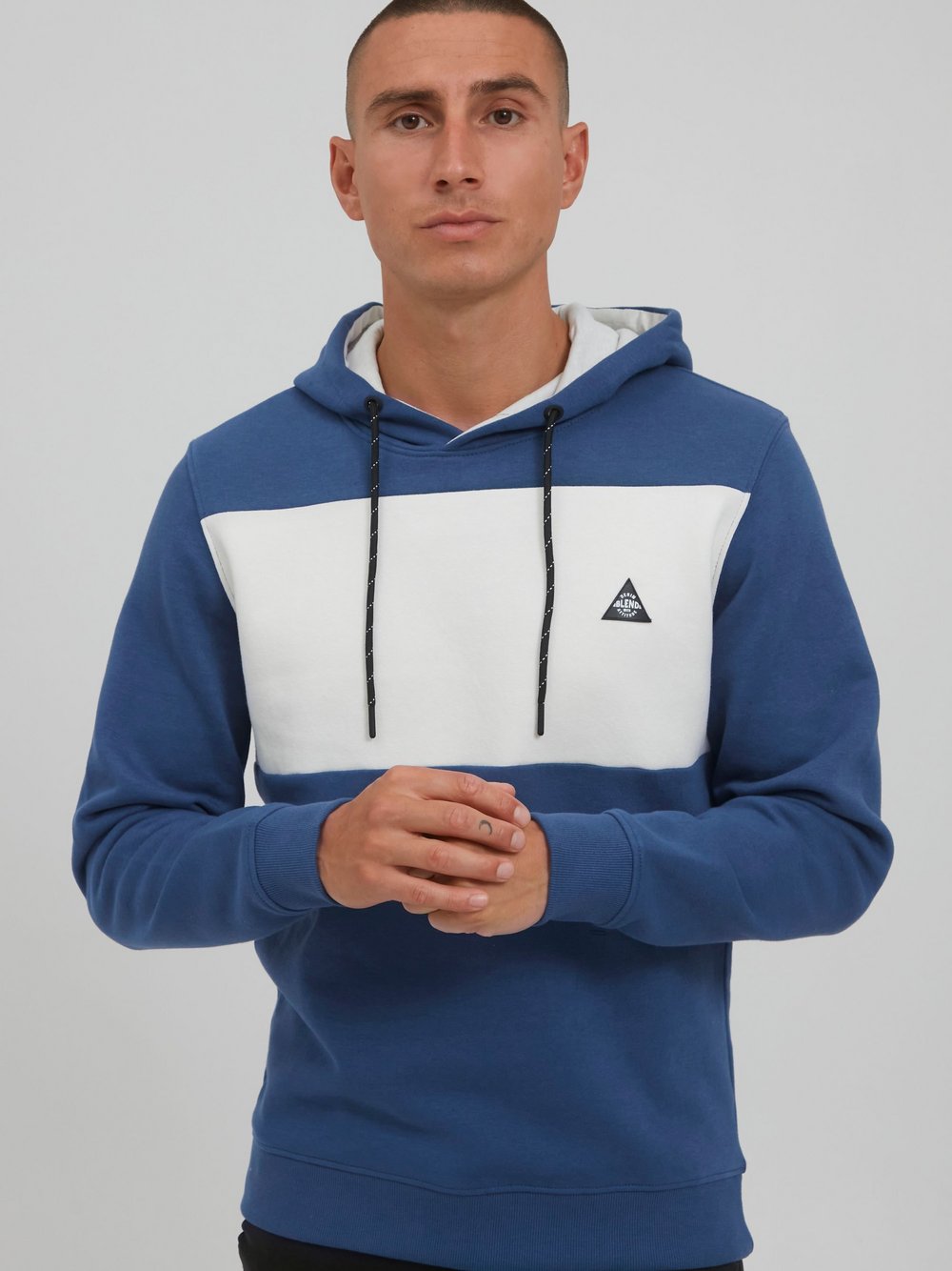 BLEND Hoodie Herren blau gemustert, L