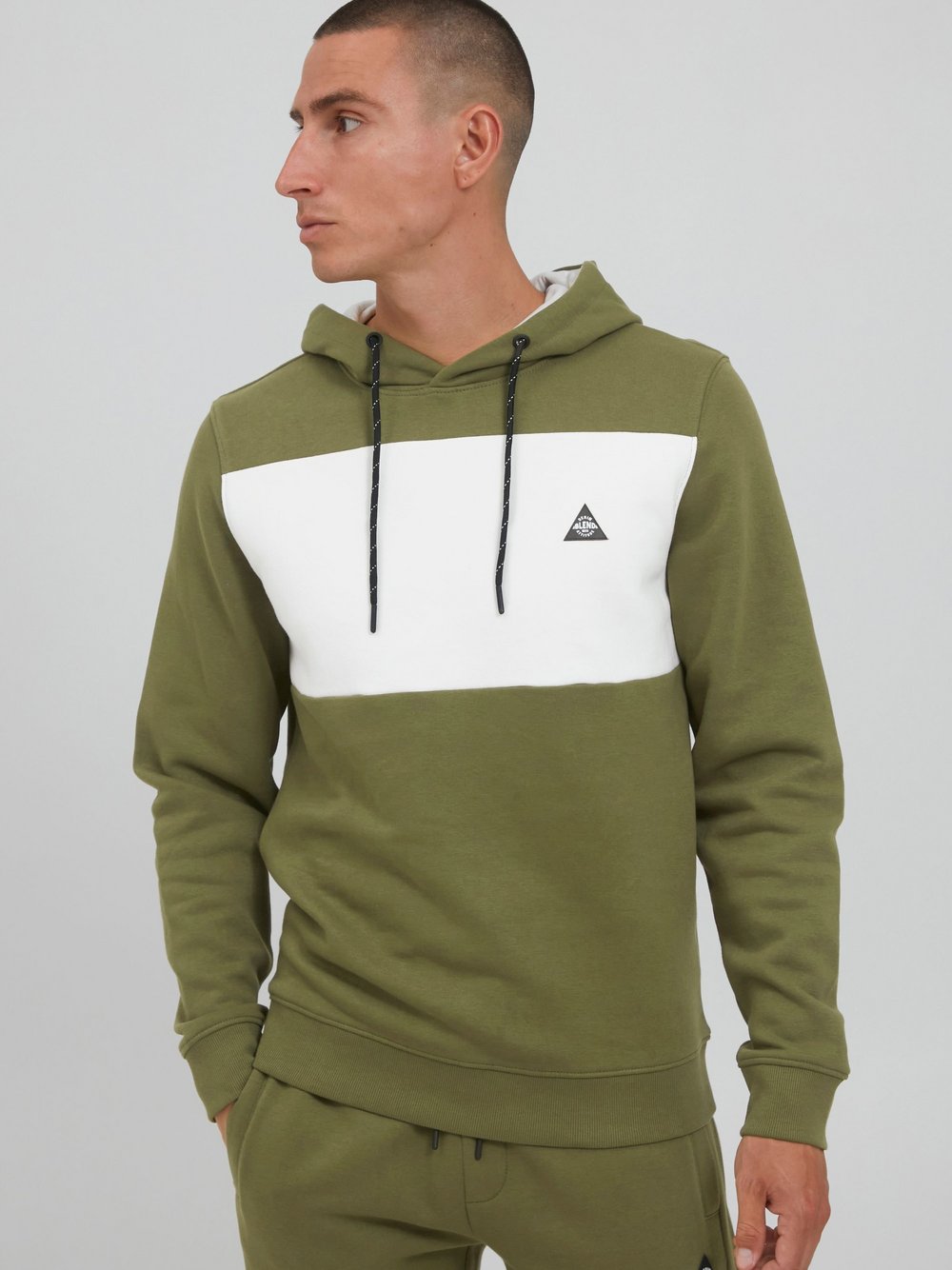 BLEND Hoodie Herren grün gemustert, L