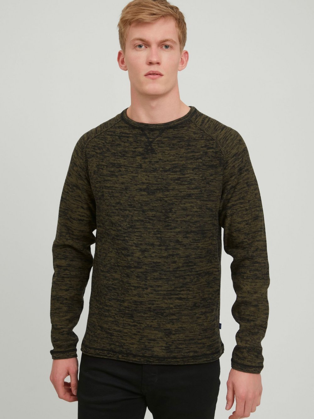 BLEND Strickpullover Herren Baumwolle grün meliert, M