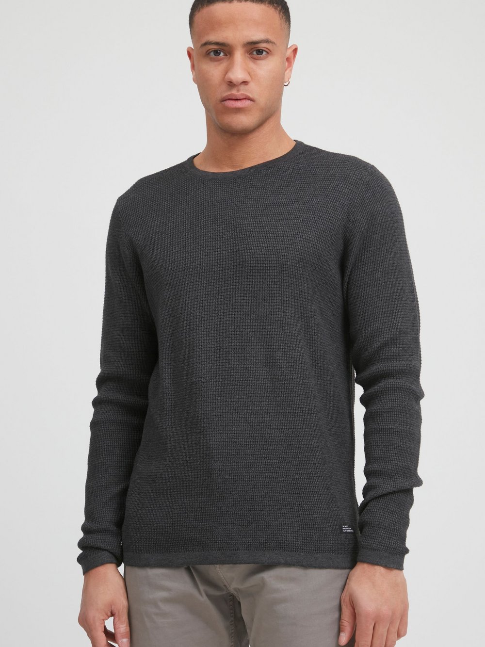 BLEND Strickpullover Herren Baumwolle grau, S