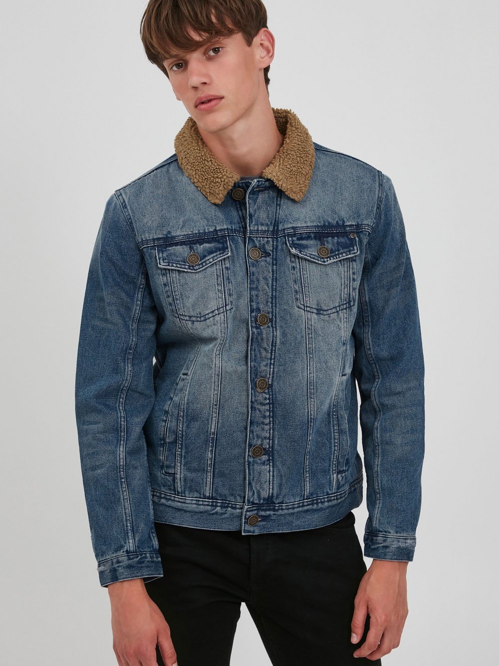 BLEND Jeansjacke Herren Baumwolle blau, S