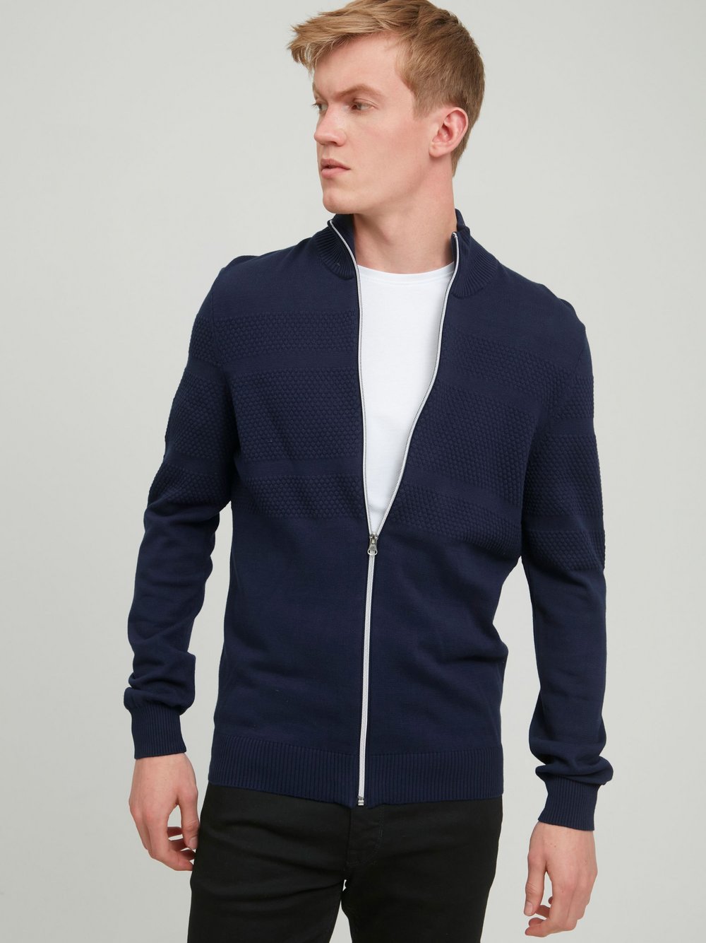 BLEND Strickjacke Herren Baumwolle blau, XL