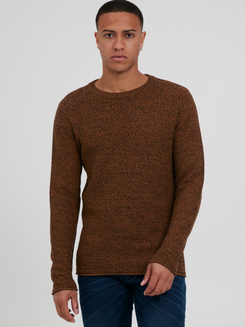 BLEND Strickpullover Herren Baumwolle braun meliert, XXL