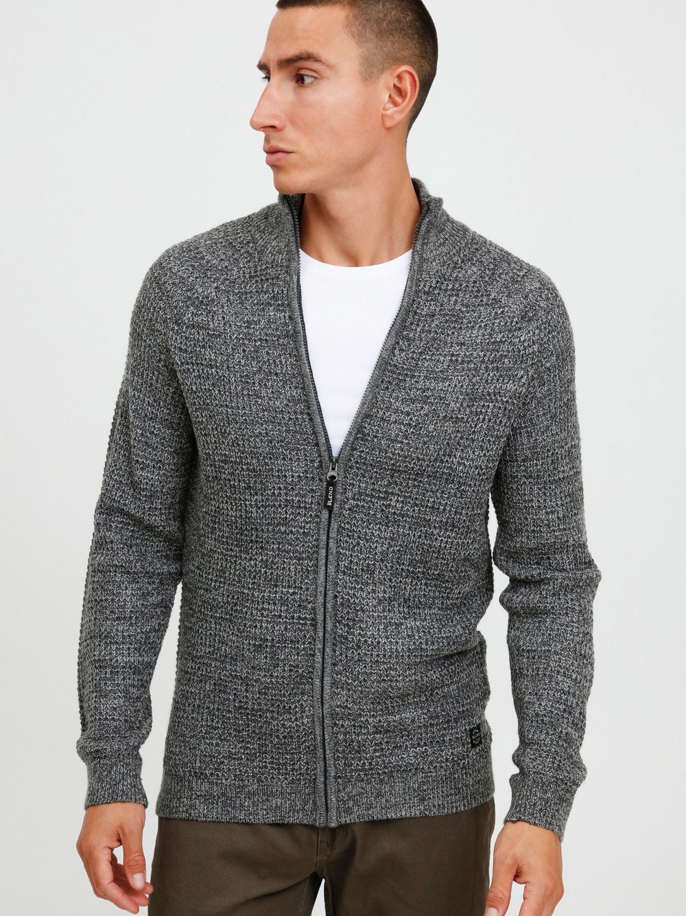 BLEND Strickjacke Herren grau meliert, XXL