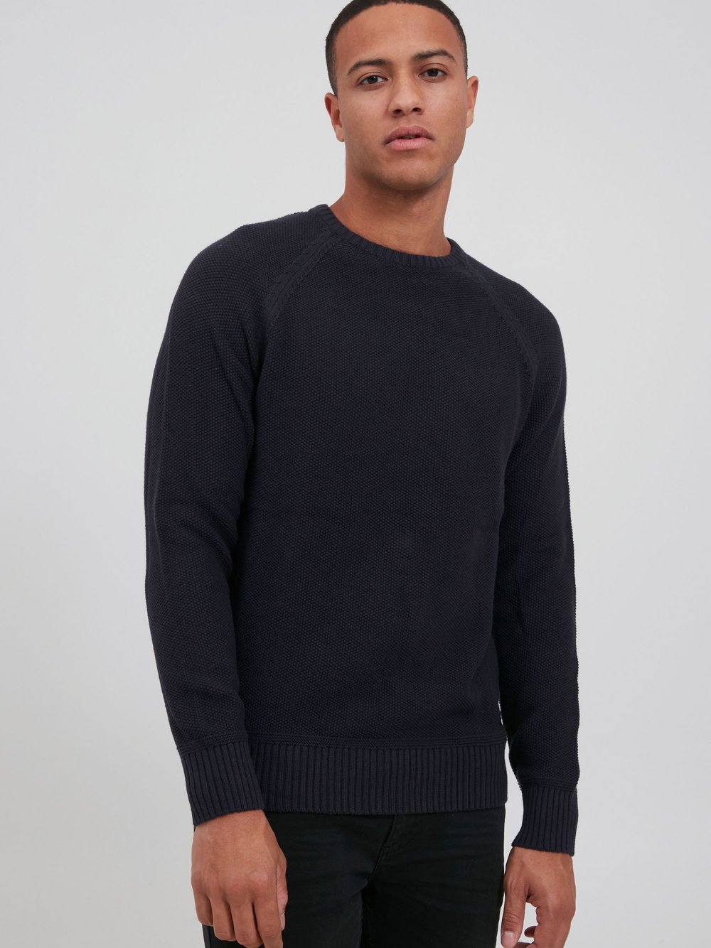 BLEND Strickpullover Herren Baumwolle blau meliert, M