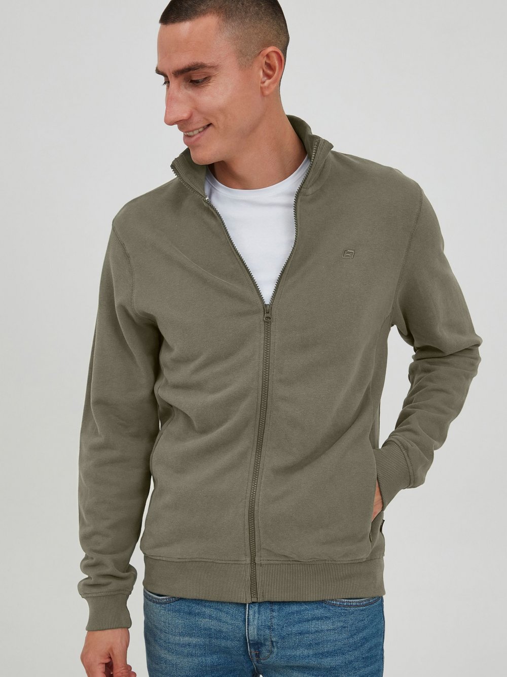 BLEND Sweatjacke Herren Baumwolle grün, XXL