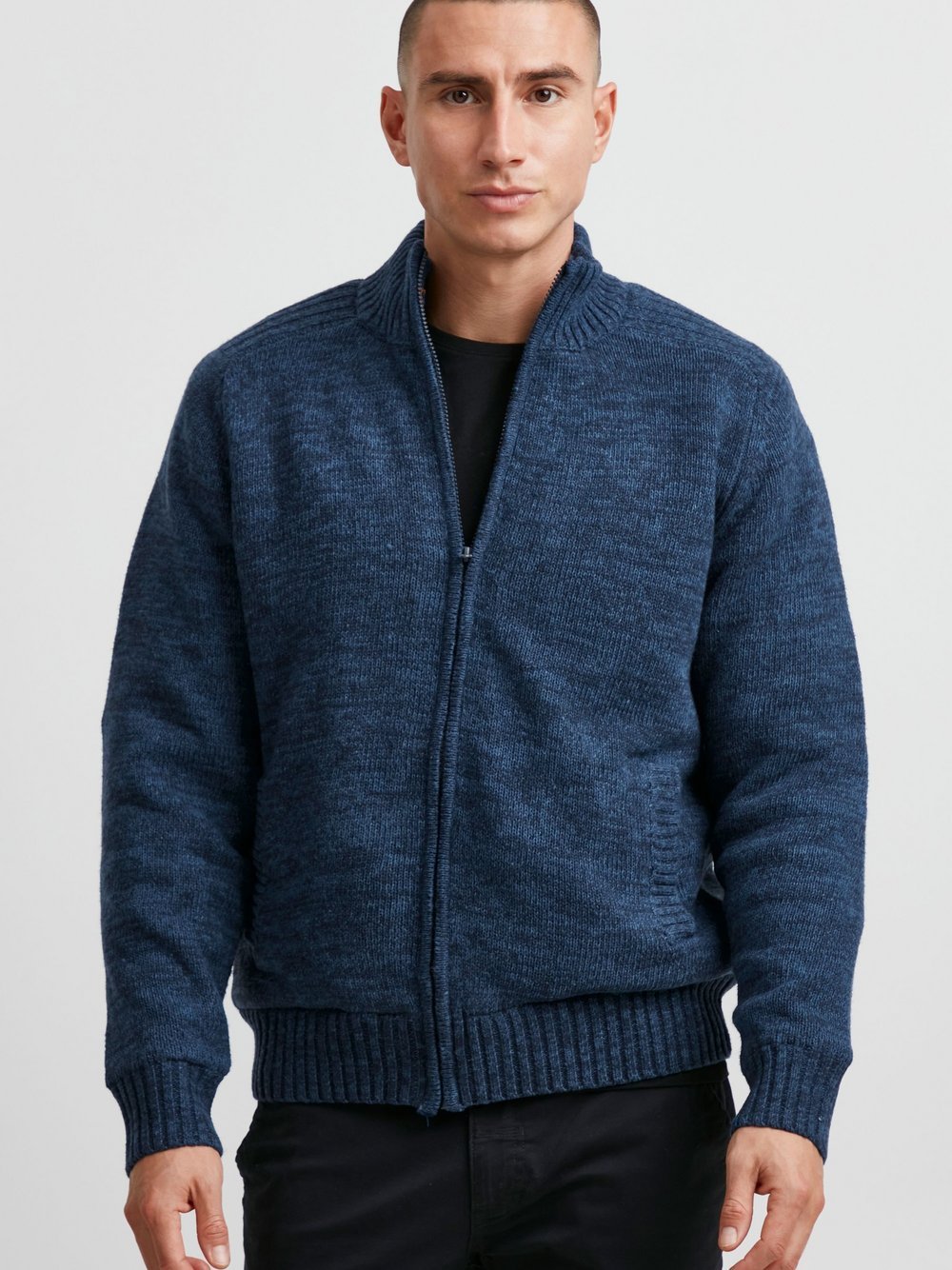 BLEND Cardigan Herren blau meliert, S