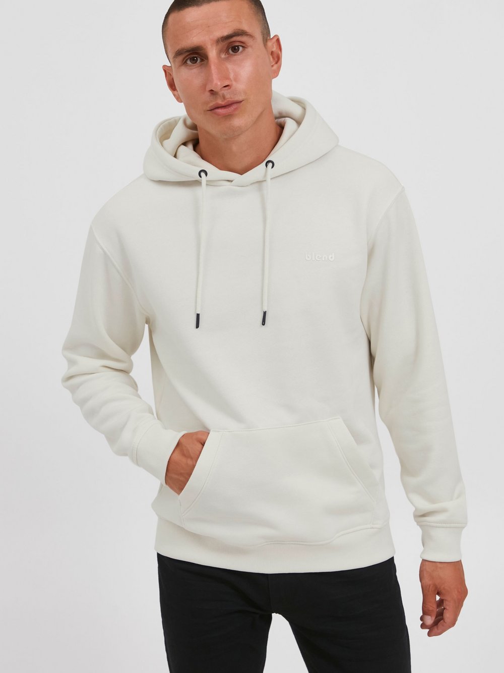 BLEND Kapuzensweatshirt Herren Baumwolle weiß, L