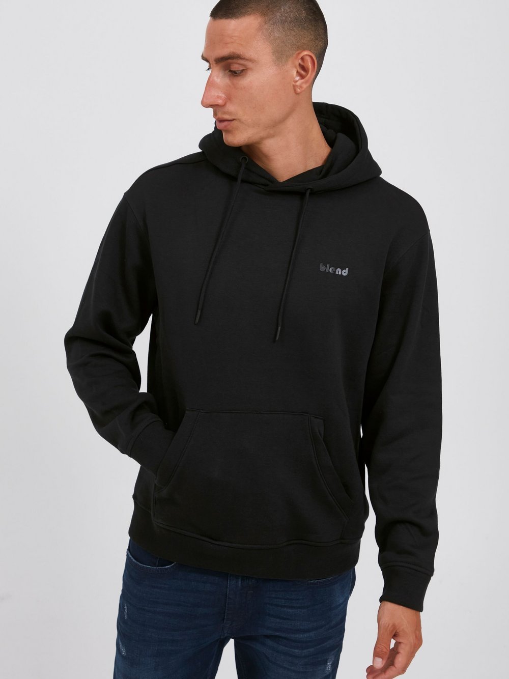 BLEND Kapuzensweatshirt Herren Baumwolle schwarz, L