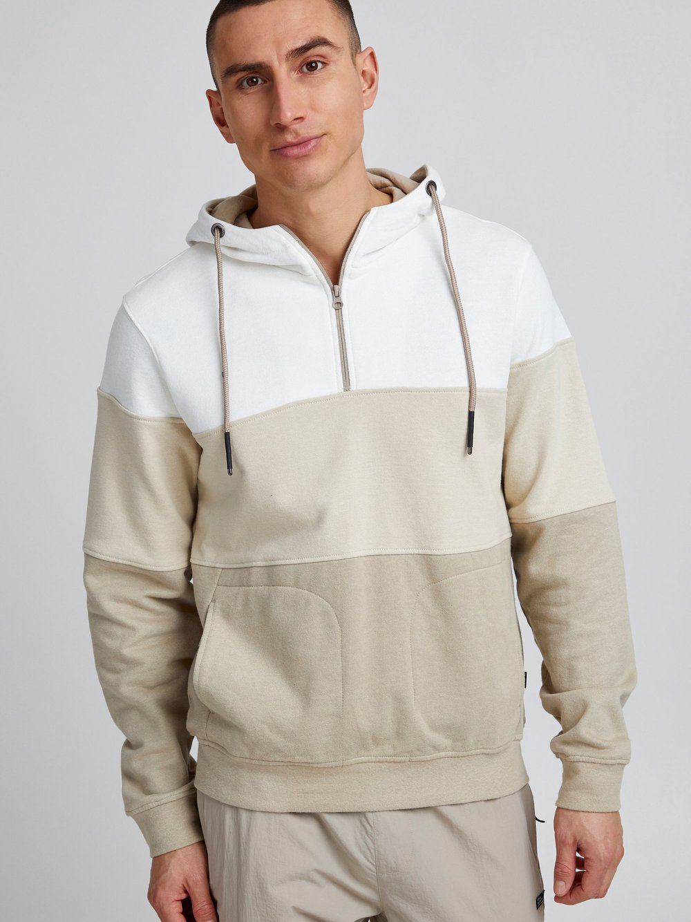 BLEND Hoodie Herren Baumwolle weiß gemustert, L